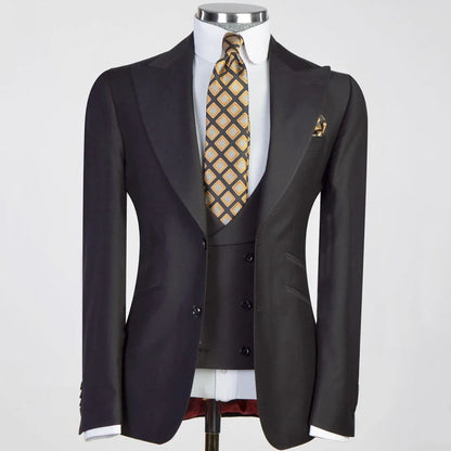 Men Suit 3 Pieses White Solid With Lapel And Pocket For Wedding Birthday Business Party Office Work Jacket Vest With Pants