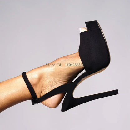 Red Patent Leather Platform High Heels  Stiletto Ankle Buckle Strap Solid New Arrivals Fashion Slingback Buckle Strap Shoes