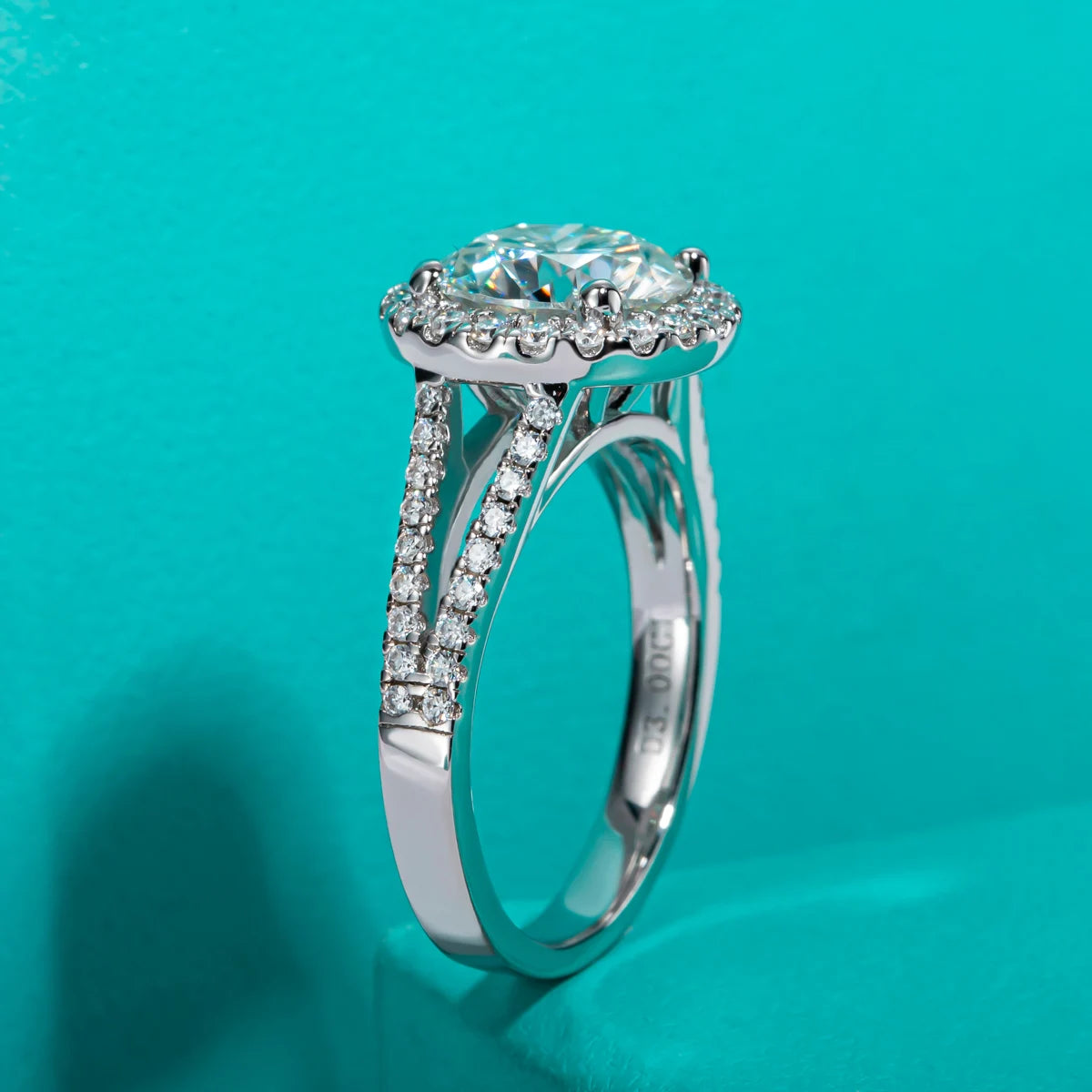 3ct Round Cut D Color Moissanite Halo Engagement Ring 18K Gold Plated Luxury Wedding Band Rings Jewelry Women Wholesale