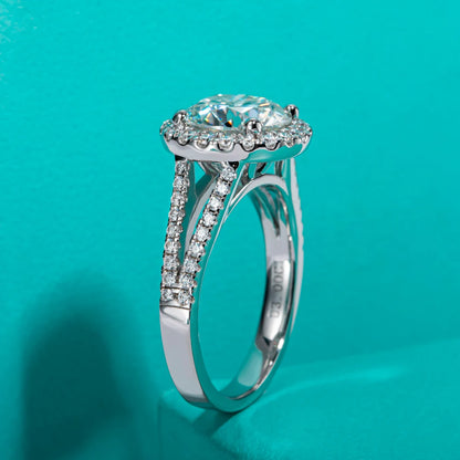 3ct Round Cut D Color Moissanite Halo Engagement Ring 18K Gold Plated Luxury Wedding Band Rings Jewelry Women Wholesale