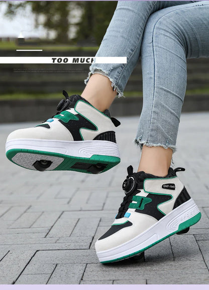Children Junior Roller Skate Shoes Kids Sneakers with Two Boys Girls Wheels Shoes Running Adult Casual Boys Shoes size 31-42