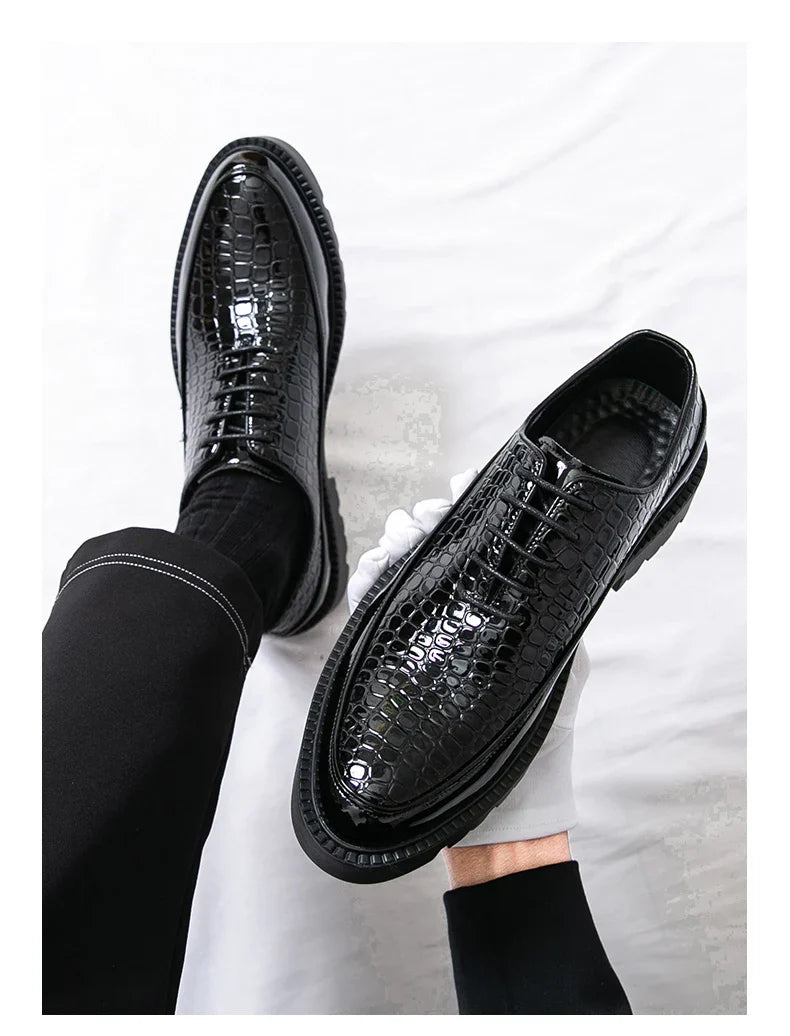New high-end and trendy pointed-toe leather shoes for men's business formal wear British-style Korean casual shoes