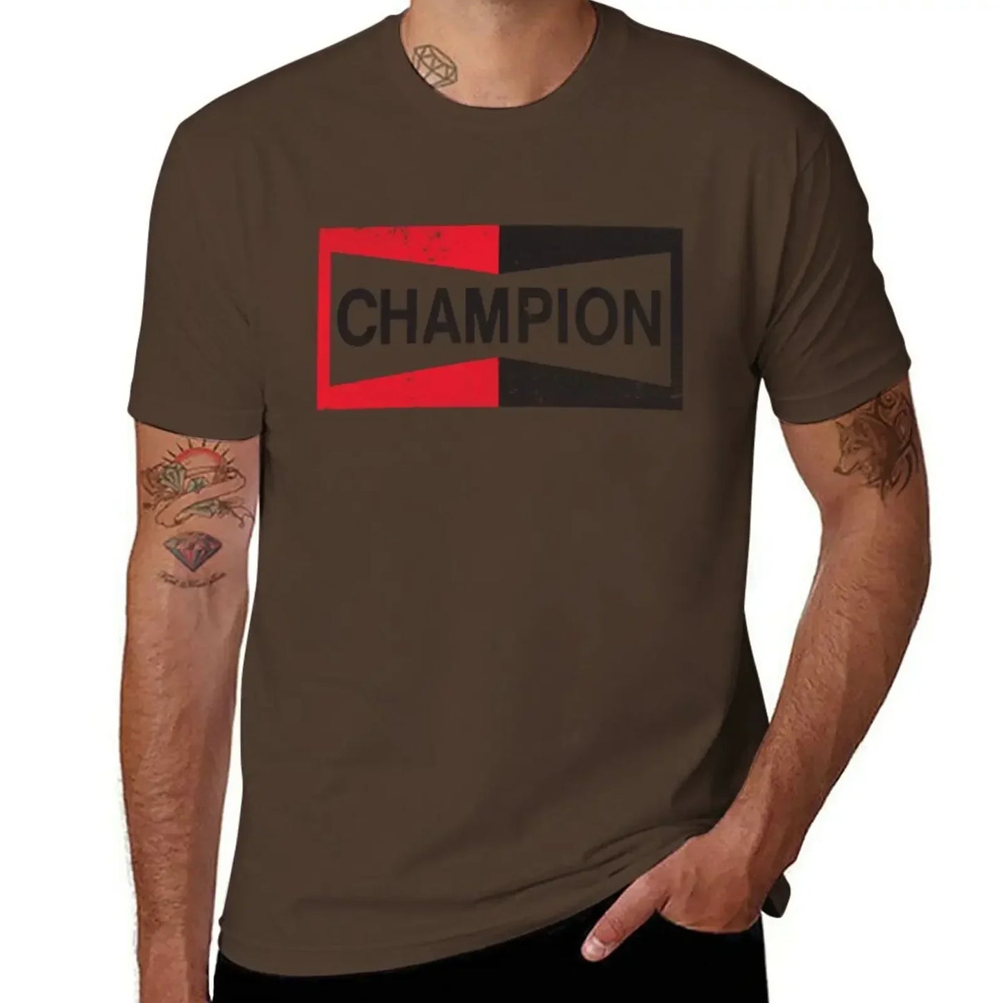 Spark Plug Retro Distressed Emblem - Cl T-Shirt Short sleeve tee new edition slim fit t shirts for men