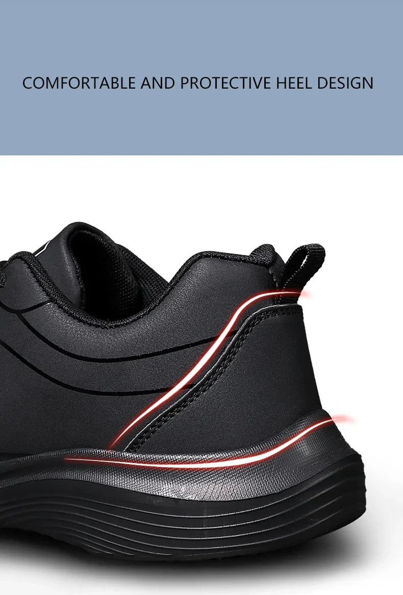 2025 New Lightweight Men Casual Leather Sneakers Non-slip Breathable Male Outdoor Running Shoes Lace Up Soft Sport Shoes