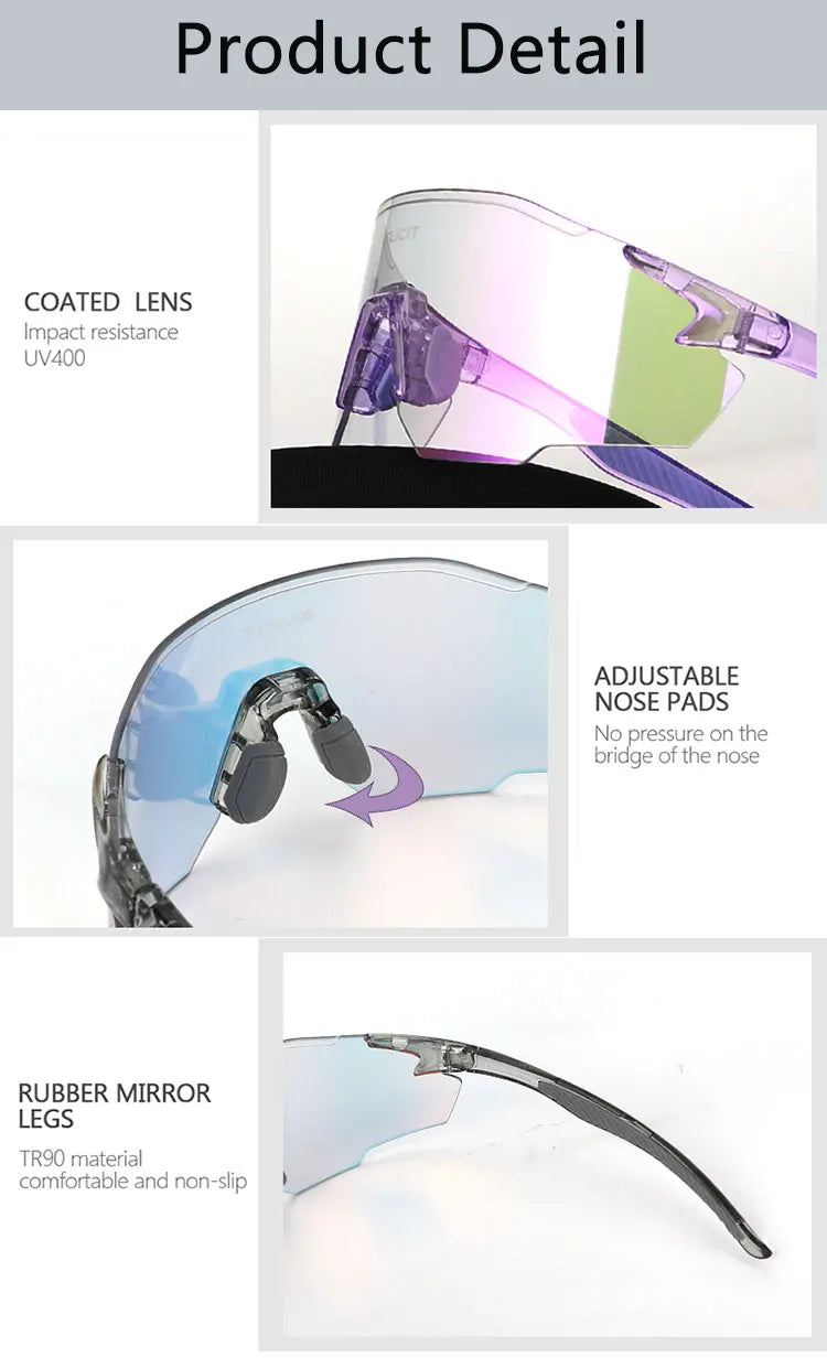 Photochromic Polarized Cycling Glasses Men Women Bike Glasses UV400 Eyewear Sunglasses HikingMTB Road Bicycle Goggles