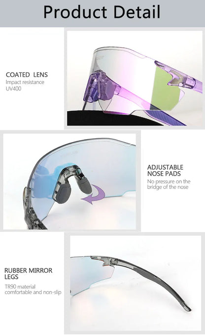 Photochromic Polarized Cycling Glasses Men Women Bike Glasses UV400 Eyewear Sunglasses HikingMTB Road Bicycle Goggles