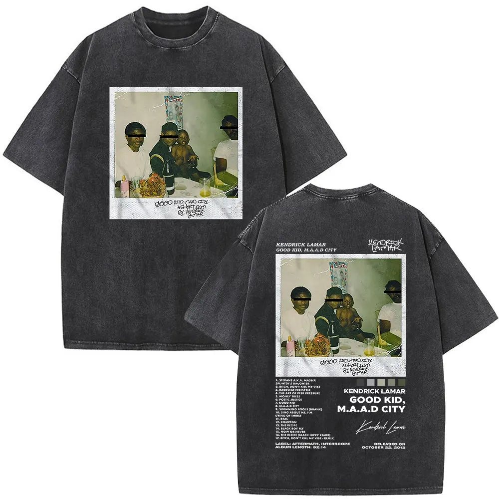 Washed Vintage Rapper Kendrick Lamar Album Merch T-shirts Men's Clothing Hip Hop Retro Oversized T-shirt Fashion Trend Tee Shirt