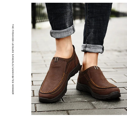 Sapatos Casuais Masculinos Respiráveis Mocassins Tênis Moda Confortável Plano Feito à Mão Retrô Lazer Mocassins Sapatos Masculinos