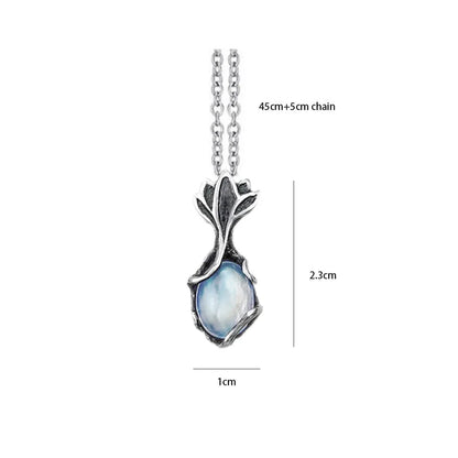 Artificial Moonstone Antique Pendant Necklace Gems Cabochon Vintage Boho Moon Necklace for Lady Girls Women Gift