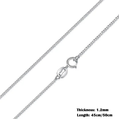 Classic Basic O-chain Solid 925 Sterling Silver Lobster Clasp Adjustable Necklace Box Cable Chain DIY Jewelry for Women