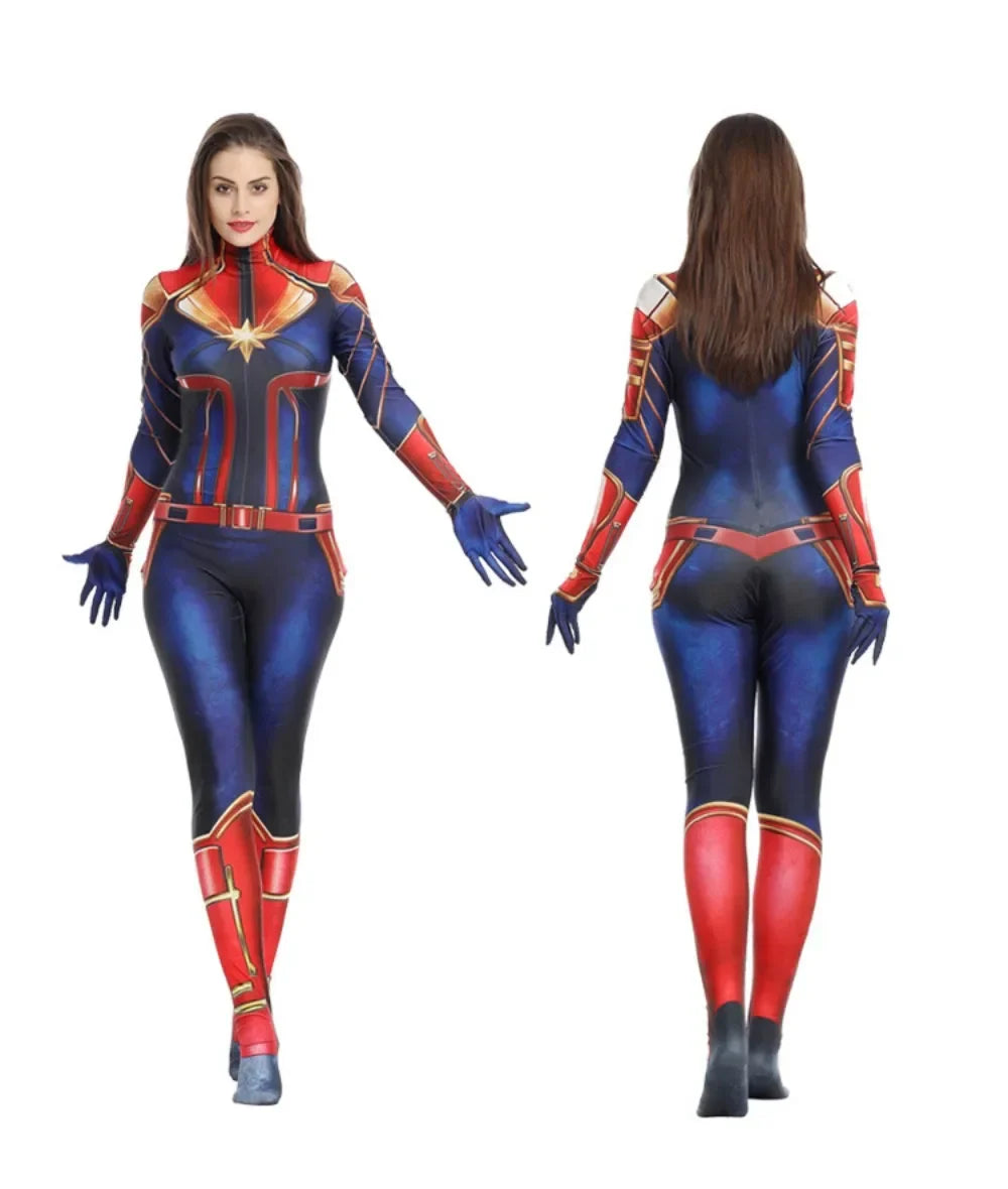 Movie Captain Cosplay Costume Women Superhero Cos Stage Jumpsuit Halloween Carnival Role Play Party Zentai Kids Adult