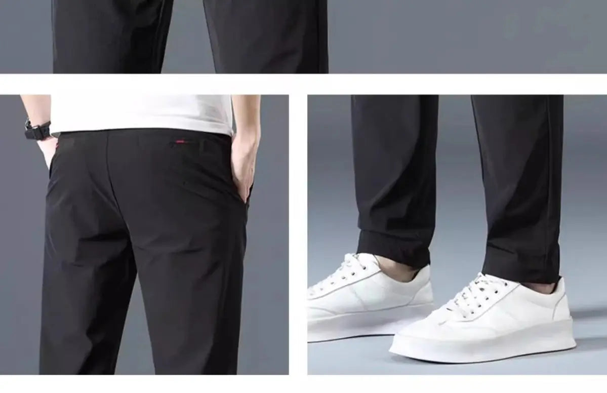 Men Summer Thin Casual Pants Trendy Fashion Classic Solid Color Versatile Straight Trousers Breathable Daily Outdoor Streetwear