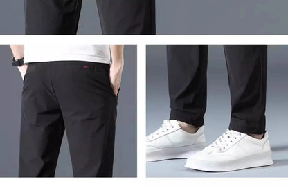 Men Summer Thin Casual Pants Trendy Fashion Classic Solid Color Versatile Straight Trousers Breathable Daily Outdoor Streetwear