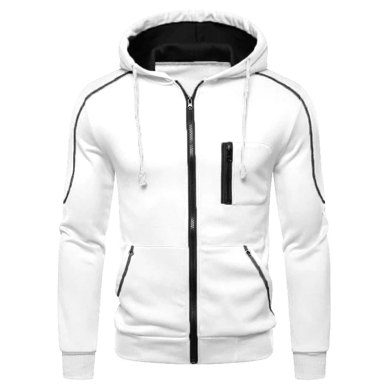 Men's Long Sleeve Zip Up Hoodie Casual Athletic Sweatshirt Hooded Jacket with Pockets Spring Fall Warm Fleece Lined Coat Outwear