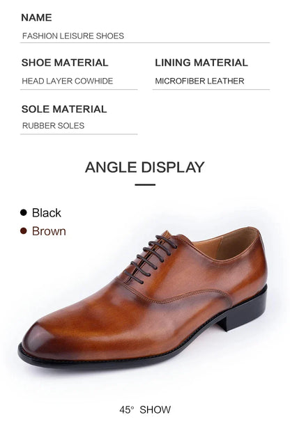 Men's Dress Shoes Handamde Leather Oxfords Shoe For Wedding Party Business Office Genuine Leather Formal Office Shoe
