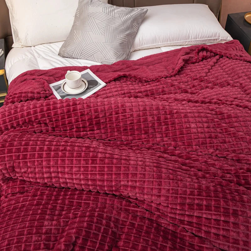 Blue Milk Velvet Blanket All Season Warm Air Conditioning Blankets Soft Fleece Comfortable Throw Blanket for Office Sofa Camping
