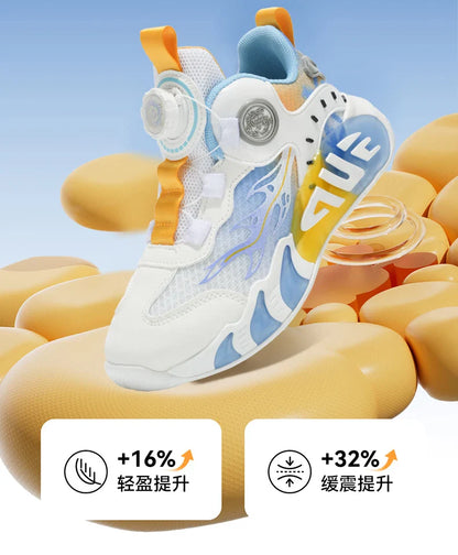 Rotary Buckle Children's Sports Shoes Fashion Orange Sports Shoes For Boys Girls Non-slip Platform Casual Sneakers Kids Trainers