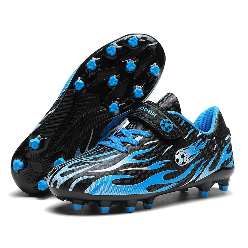 Children’s Soccer Shoes Grass Non-Slip Football Ankle Support Boots Outdoor Cleats Shoes Boys TF/FG Turf Futsal Training Shoes