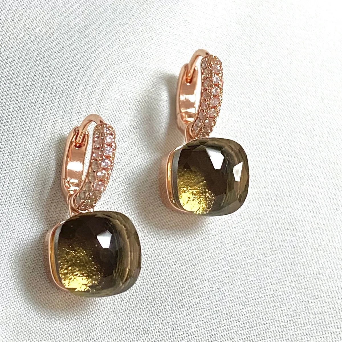 Classic Candy Color Earrings Inlay Transparent Zircon 27Colors Crystal Earrings Rose Gold Plated Fashion Jewelry For Women