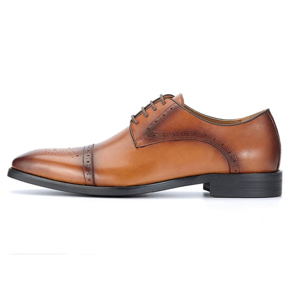 Men's First Layer Cowhide Leather Three-Joint Formal Business Dress Shoes for Office And Meeting