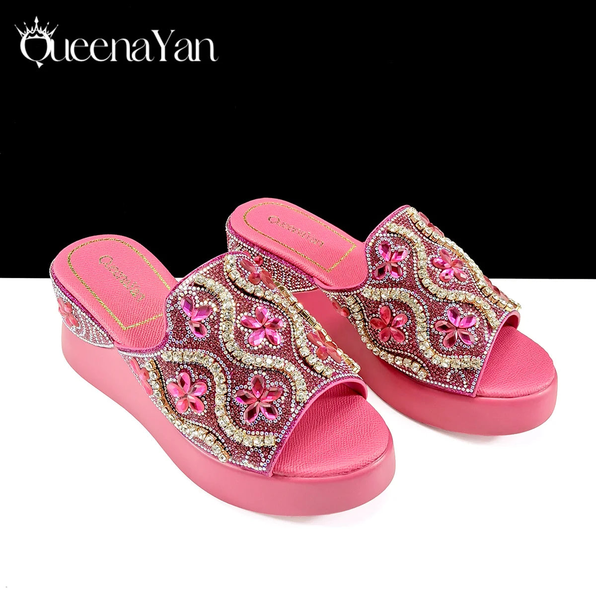 Popularity Open Toe Luxury Fashion Women High Heels Shoes and Bags Set With Rhinestone for Wedding Party Elegant