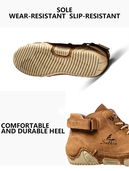New Handmade Men Boots Design Sneakers Man Outdoor Casual Leather Men Sneakers Ankle Boots Trekking Fall Breathable Hot Sale