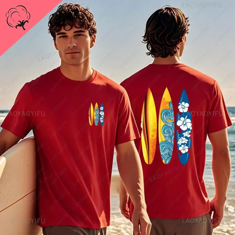 Hawaiian Traditions North Shore Hawaii Surfing Men Women White High Qulaty Cotton T-shirt Comfortable Beach-style Surf Tee Tops