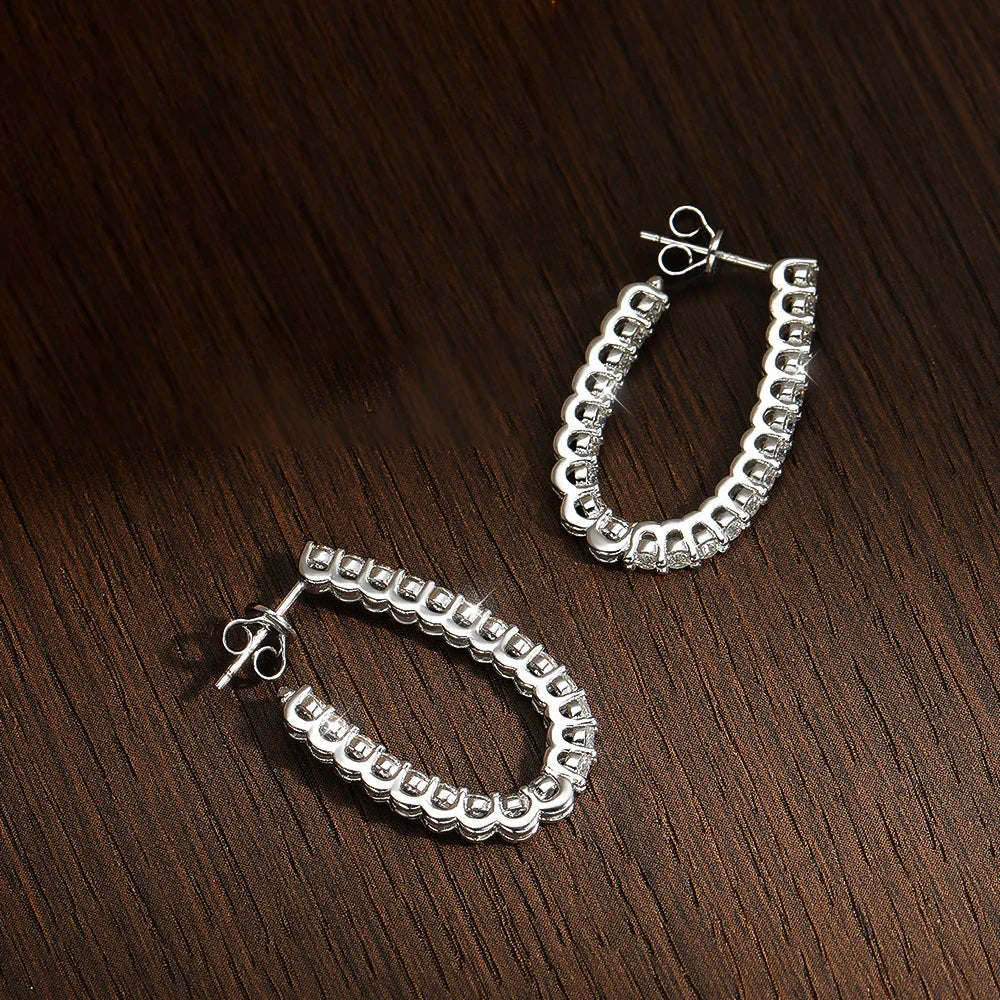 2.2mm Full Moissanite Hoop Earrings S925 Sterling Silver Sparkling Diamond Stud Earring With Certificate Original Fine Jewelry