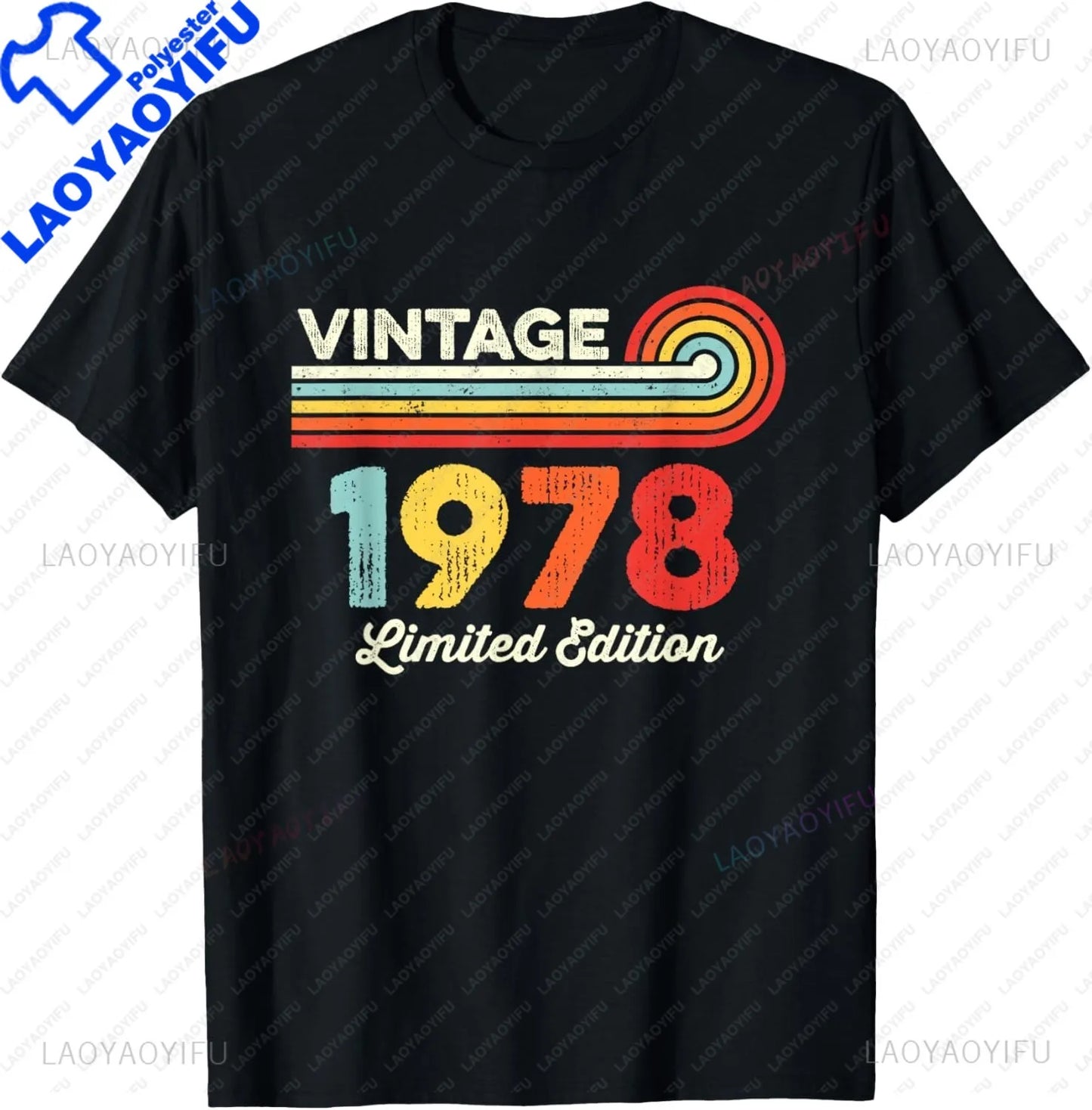 Vintage 1978 Limited Edition Birthday 1978 Men Women Vintage T-Shirt Casual Streetwear Short Sleeve Printed T-shirt