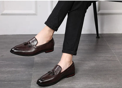 Men's Leather Shoes Fashion Business Formal Dress Loafers Moccasins Luxury 2026 Doudou shoes British Korean version plus size 48