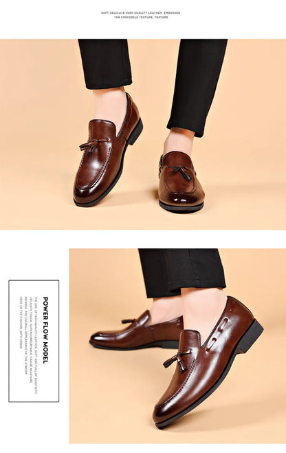 Summer New Large Size Men's Leather Shoes Business Formal Casual Wedding Knot Shoes round Toe Flat Heel Rubber Outsole