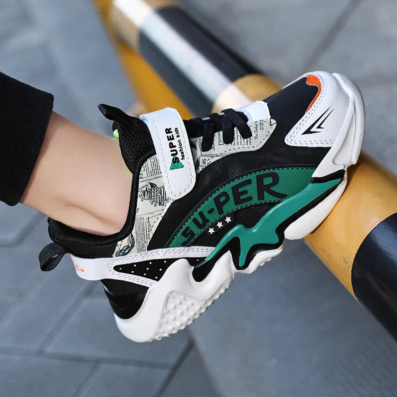 Sport Kids Sneakers Boys Casual Shoes For 5-16Years Old Children Tennis Leather Non Slip Fashion Running Shoes