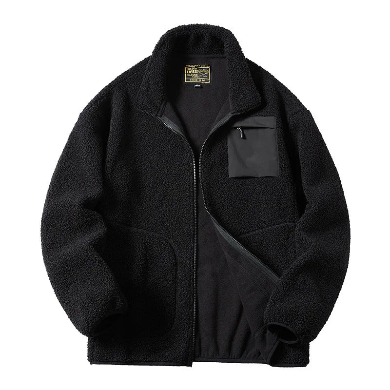 Casaco Masculino Grosso de Moletom Forrado Jaquetas Masculinas de Moletom Berbere Gola Alta Vintage de Lã Polar Casaco de Inverno Quente 패딩