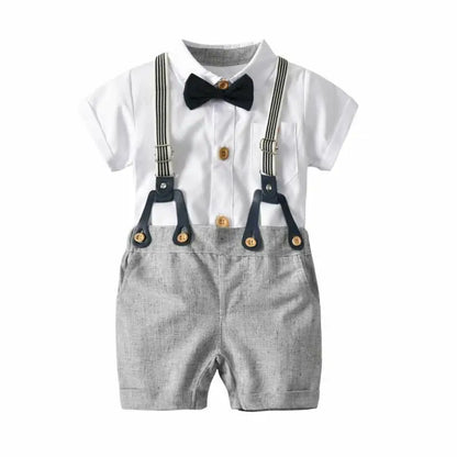 Kid Boy Formal Birthday Outfit Suit Toddler Gentleman Wedding Striped Vest Shirt 1-6 Years Baby Pants Boys Ceremony Outerwear