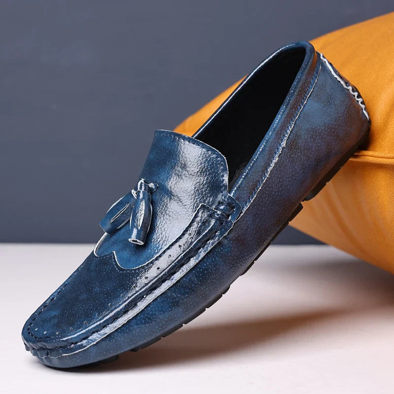 Sapatos Masculinos Loafers Confortáveis Slip-on Mocassins para Dirigir Calçados Masculinos Marca Marrom de Couro Sapatilhas Casuais para Homens