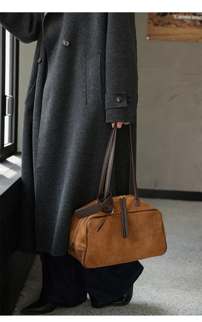 Autumn winter Women's Cow Genuine Leather Tote Bag suede commuting Cowhide Handbags Large Capacity Designer Luxury velvet Bags