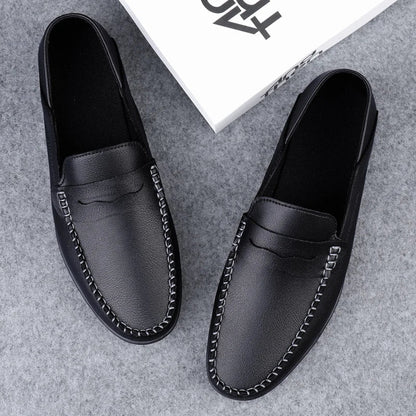 Men's fashion leather shoes Four Season new plus size casual soft sole white shoes anti slip outdoor business dress leather shoe