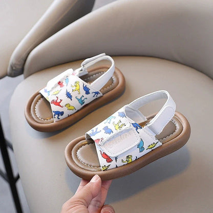 Adorable Dinosaur Toddler Sandals for Boys, Breathable Soft Bottom Summer Beach Shoes for Little Kids