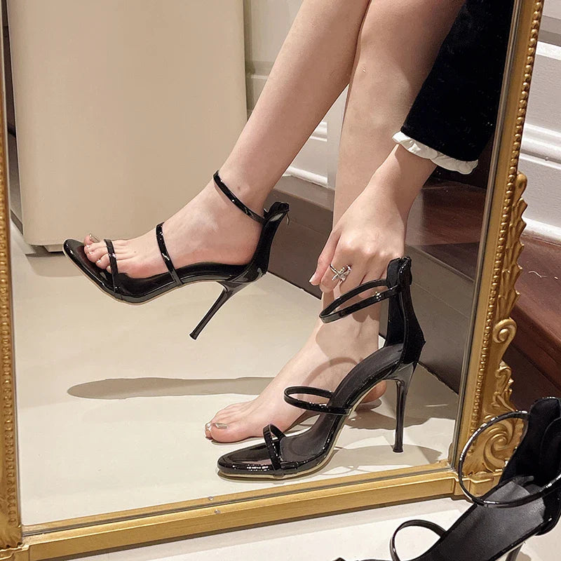 2026 Women's Summer New Sexy Stiletto Heels Sandals Fashion High-quality Banquet Zipper Strap Combination High Heels