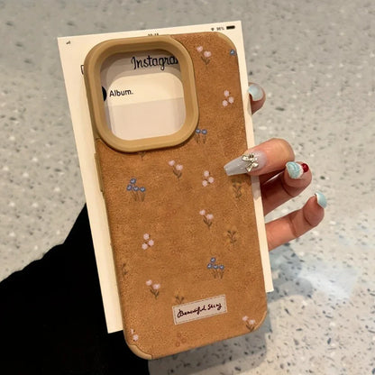 Branches and Leaves Broken Flowers Bonded Leather Phone Case For iPhone 17 16 Pro Max 15 14 Plus 13 12 11 XS X XR 17 Air Cover