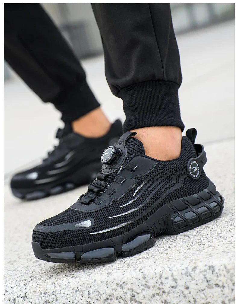 Rotating Button Safety Shoes Men Anti-smash Anti-puncture Work Shoes Fashion Men Sport Shoes Security Protective Boots 36-50