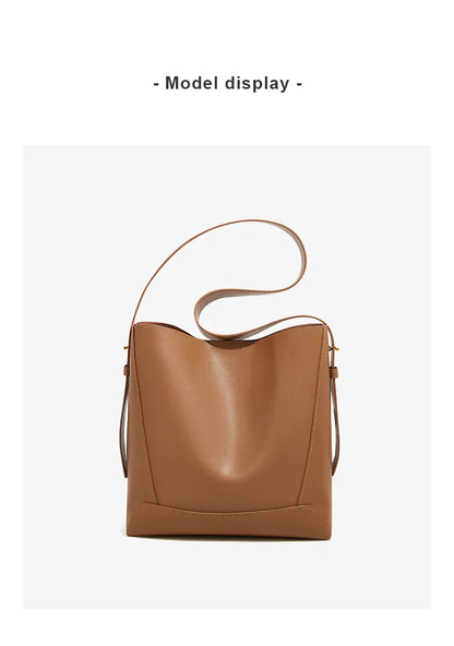 Lady Women Hobo Bucket Bag Split Leather Fashion Shoulder Bags Large Capacity Handbag Wide Adjustable Strap Female Bags