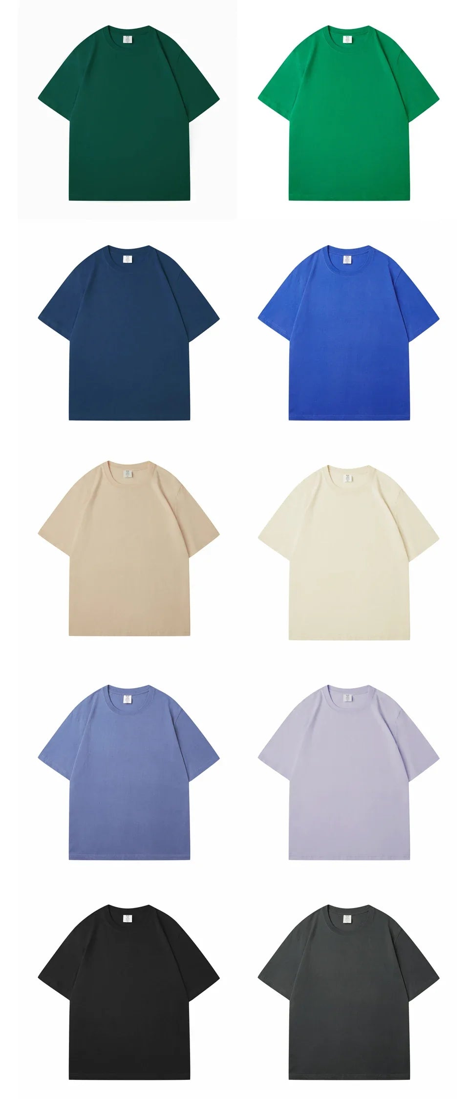WAVLATII Nova Camiseta Feminina de Algodão Lisa Verde Escuro Oversized Casual Macia Unissex Manga Curta Verão