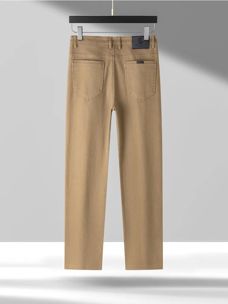 Lyocell Jeans Men Spring Autumn New Fashion Comfortable Straight Long Pants Soft Business Brand Classic Stretch Denim Trousers