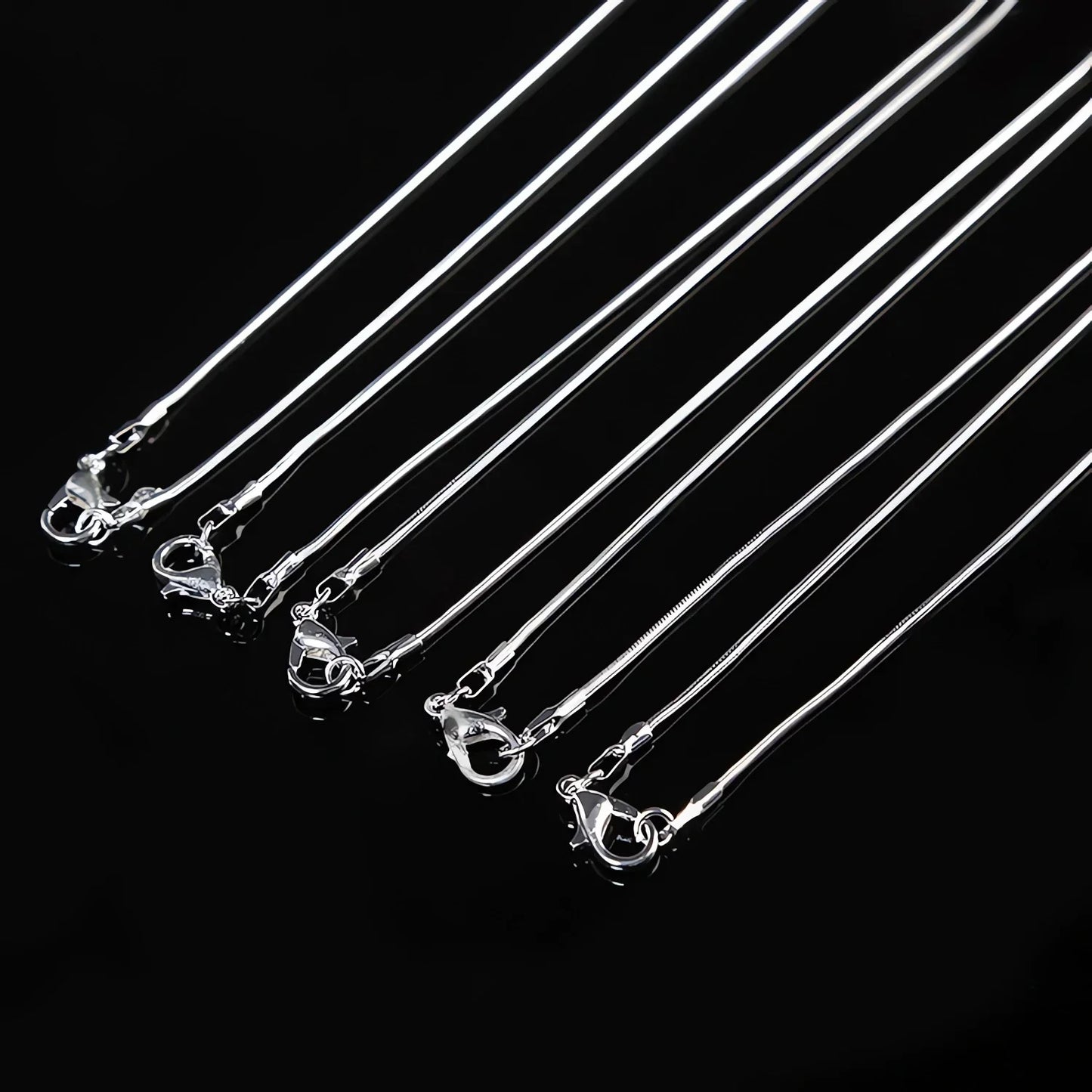 Hot 10pcs/Lot 16/18/20/22/24/26/28/30 Inch 1.2mm Snake Chain Necklace Silver Color For Woman Man Fashion Jewelry