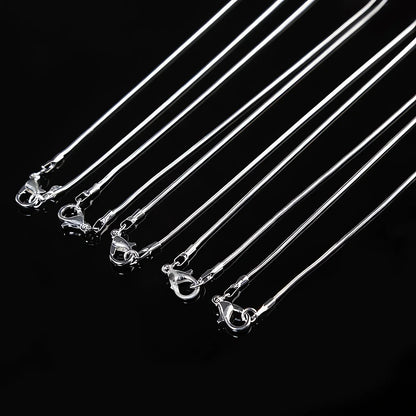 Hot 10pcs/Lot 16/18/20/22/24/26/28/30 Inch 1.2mm Snake Chain Necklace Silver Color For Woman Man Fashion Jewelry