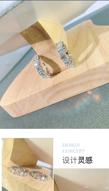 High-end lady 18K white gold and platinum PT950 moissanite ring full of diamond row ring proposal diamond ring
