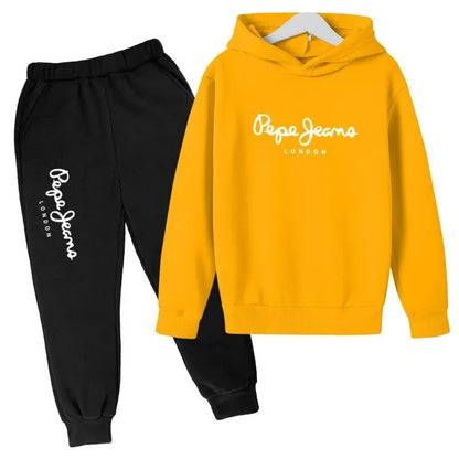 Leisure Letter Print 2pcs Hoodie+Pants Tracksuits 3-13 Years Boys Girls Spring Autumn Outfits Streetwears Children Clothes