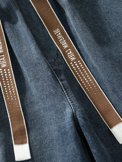 Summer Men's Straight Jeans Multi-Pockets Wide Leg Denim Cargo Pants 8XL 7XL 6XL Big Size Lightweight Baggy Solid Jeans Trousers