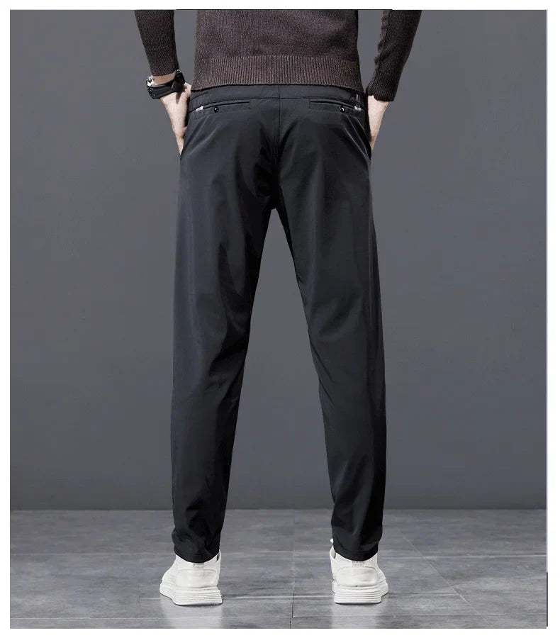 Spring Autumn Men's Golf Casual Pants Solid Color Elastic Waist Design Business Trousers Straight Stretch Korean New Male Pants